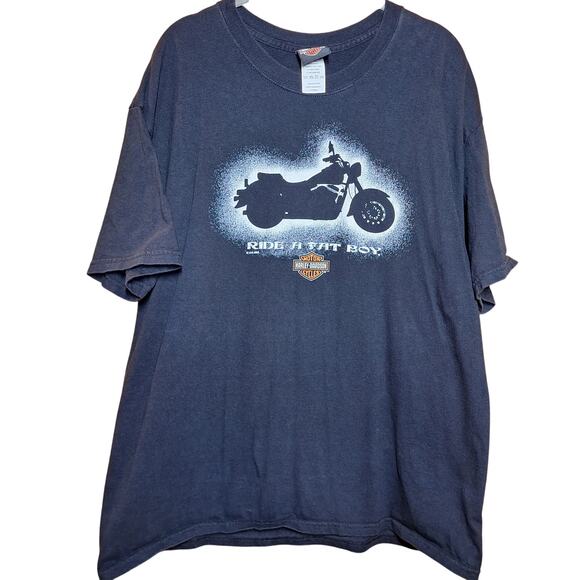 Harley Davidson vintage double sided graphic tee Mens XL Y2K Ride a fat boy 2005 - Picture 1 of 5